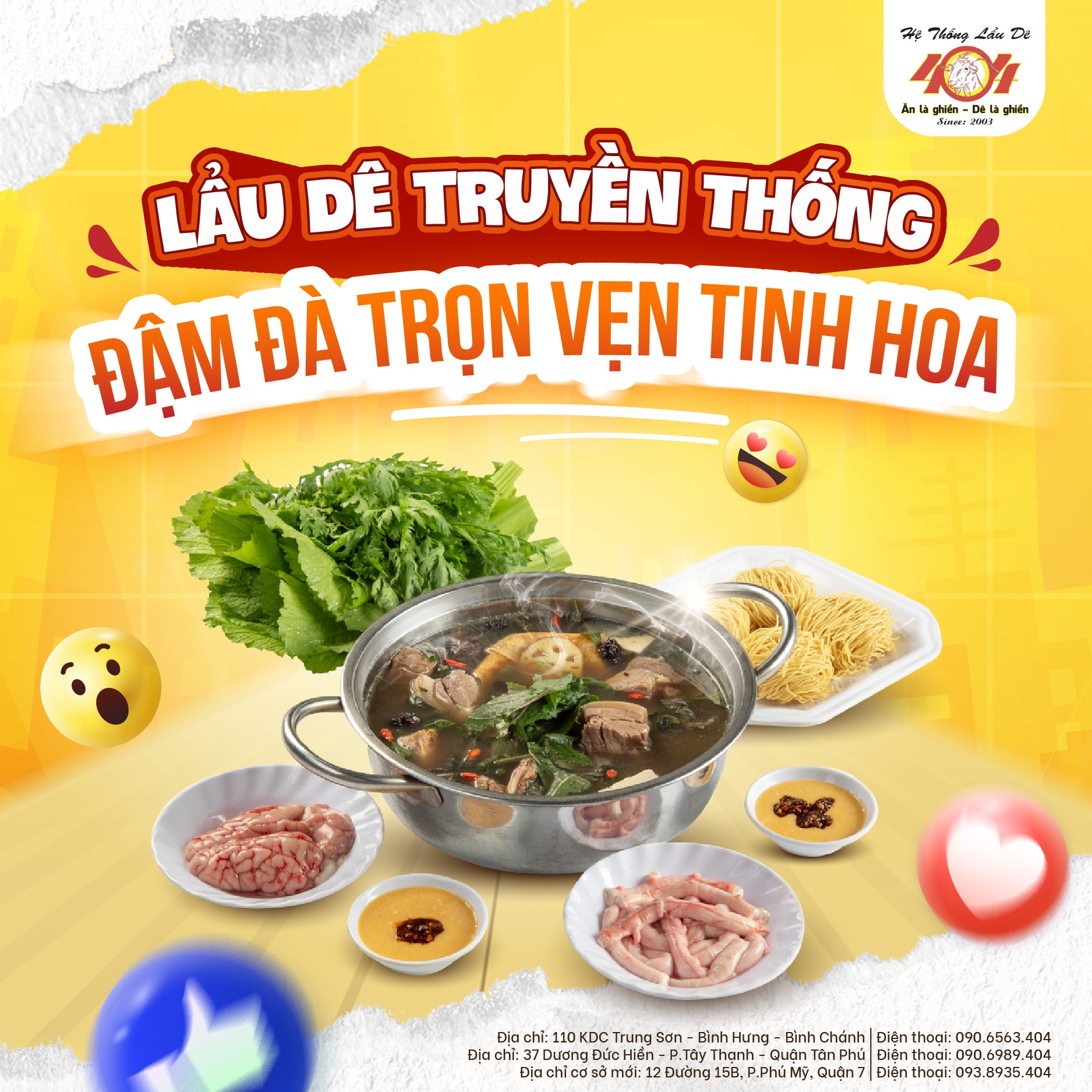 LẨU DÊ TRUYỀN THỐNG 404 - Trọn vẹn tinh hoa ẩm thực Việt LẨU DÊ TRUYỀN THỐNG 404 - Trọn vẹn tinh hoa ẩm thực Việt